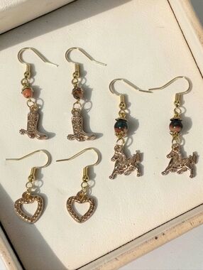 Handcrafted One Of A Kind Horse Girl Themed Earring Set